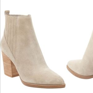 cream suede booties